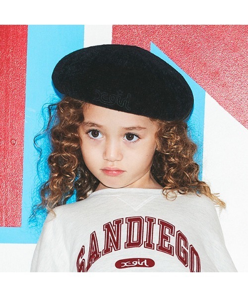 X-girl Stages（エックスガールステージス）の「3D刺繍ベレー帽（ハンチング/ベレー帽・キッズ・ブラック/アイボリー・FREE）」の19枚目の写真
