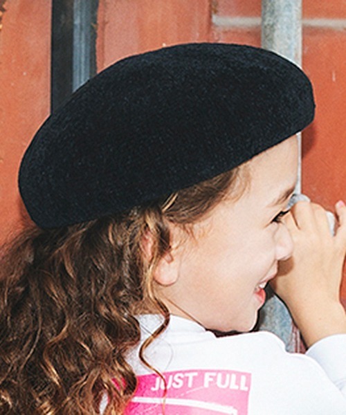 X-girl Stages（エックスガールステージス）の「3D刺繍ベレー帽（ハンチング/ベレー帽・キッズ・ブラック/アイボリー・FREE）」の13枚目の写真