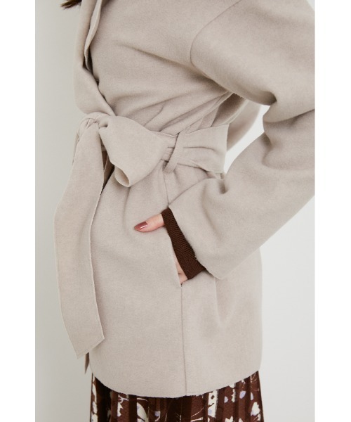 rienda（リエンダ）の「ルーズショートコート（その他アウター・レディース・ブラック/ライム/ブラウン/ライトベージュ・FREE）」の14枚目の写真