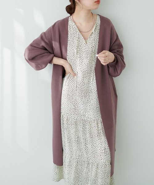 natural couture(ナチュラルクチュール)の「【WEB限定カラー有り・大好評リバイバルアイテム】きれいめニットコーディガン(カーディガン/ボレロ・レディース・ブラウン/グレイッシュベージュ/ミント/パープル/ピンク/ブラック・FREE)」の5枚目の写真