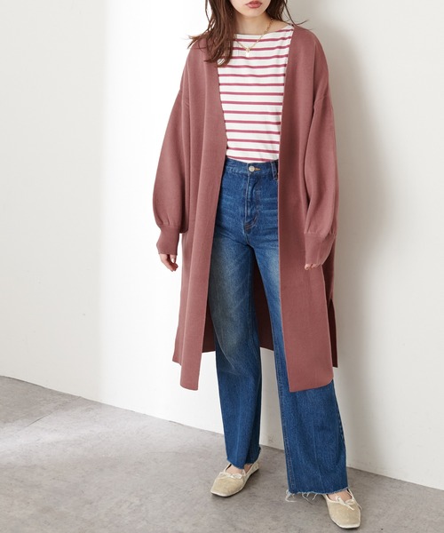 natural couture(ナチュラルクチュール)の「【WEB限定カラー有り・大好評リバイバルアイテム】きれいめニットコーディガン(カーディガン/ボレロ・レディース・ブラウン/グレイッシュベージュ/ミント/パープル/ピンク/ブラック・FREE)」の6枚目の写真