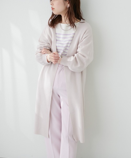 natural couture(ナチュラルクチュール)の「【WEB限定カラー有り・大好評リバイバルアイテム】きれいめニットコーディガン(カーディガン/ボレロ・レディース・ブラウン/グレイッシュベージュ/ミント/パープル/ピンク/ブラック・FREE)」の3枚目の写真