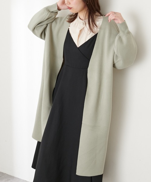 natural couture(ナチュラルクチュール)の「【WEB限定カラー有り・大好評リバイバルアイテム】きれいめニットコーディガン(カーディガン/ボレロ・レディース・ブラウン/グレイッシュベージュ/ミント/パープル/ピンク/ブラック・FREE)」の4枚目の写真