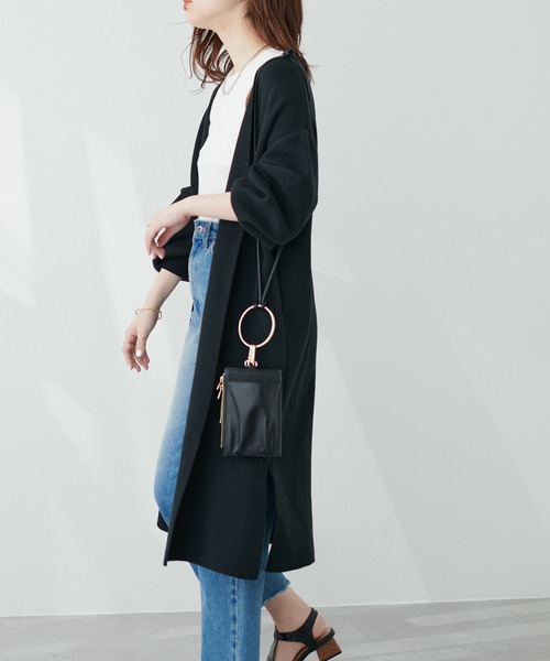 natural couture(ナチュラルクチュール)の「【WEB限定カラー有り・大好評リバイバルアイテム】きれいめニットコーディガン(カーディガン/ボレロ・レディース・ブラウン/グレイッシュベージュ/ミント/パープル/ピンク/ブラック・FREE)」の2枚目の写真