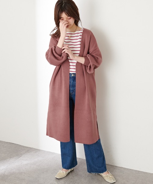 ichi イチ ⿻ ロングニット コーディガン ルーズ カーディガン ナチュラル ichi イチ ⿻ ロングニット コーディガン ルーズ カーディガン ナチュラル