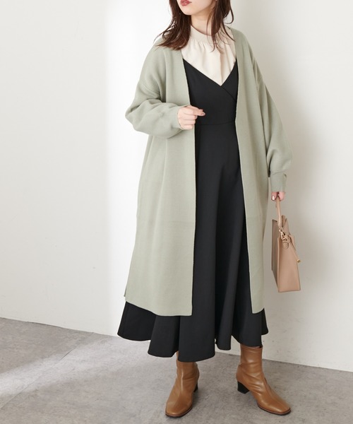natural couture(ナチュラルクチュール)の「【WEB限定カラー有り・大好評リバイバルアイテム】きれいめニットコーディガン(カーディガン/ボレロ・レディース・ブラウン/グレイッシュベージュ/ミント/パープル/ピンク/ブラック・FREE)」の13枚目の写真