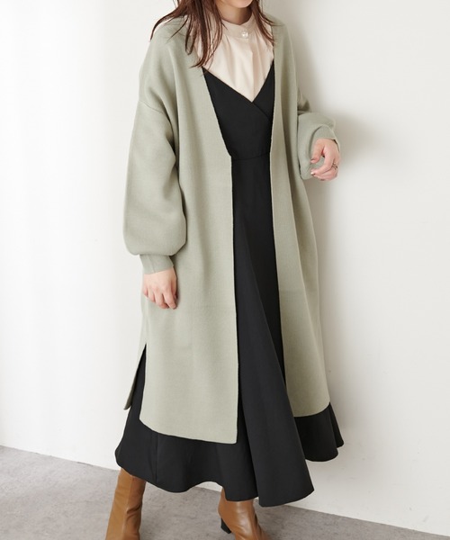 natural couture(ナチュラルクチュール)の「【WEB限定カラー有り・大好評リバイバルアイテム】きれいめニットコーディガン(カーディガン/ボレロ・レディース・ブラウン/グレイッシュベージュ/ミント/パープル/ピンク/ブラック・FREE)」の15枚目の写真