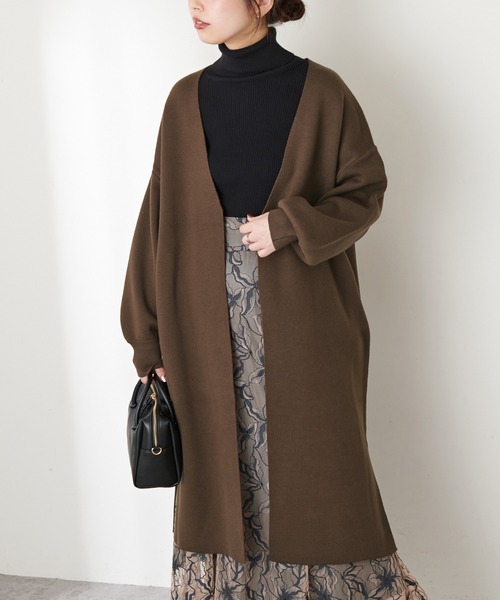 natural couture(ナチュラルクチュール)の「【WEB限定カラー有り・大好評リバイバルアイテム】きれいめニットコーディガン(カーディガン/ボレロ・レディース・ブラウン/グレイッシュベージュ/ミント/パープル/ピンク/ブラック・FREE)」の9枚目の写真