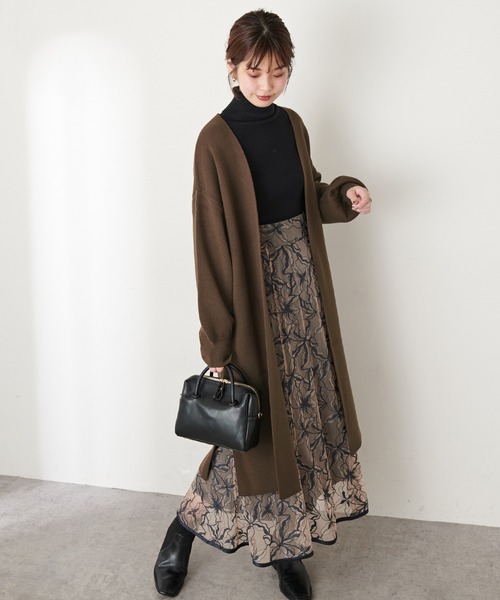 natural couture(ナチュラルクチュール)の「【WEB限定カラー有り・大好評リバイバルアイテム】きれいめニットコーディガン(カーディガン/ボレロ・レディース・ブラウン/グレイッシュベージュ/ミント/パープル/ピンク/ブラック・FREE)」の8枚目の写真