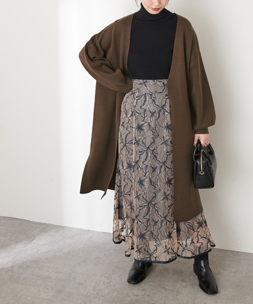 natural couture(ナチュラルクチュール)の「【WEB限定カラー有り・大好評リバイバルアイテム】きれいめニットコーディガン(カーディガン/ボレロ・レディース・ブラウン/グレイッシュベージュ/ミント/パープル/ピンク/ブラック・FREE)」の7枚目の写真