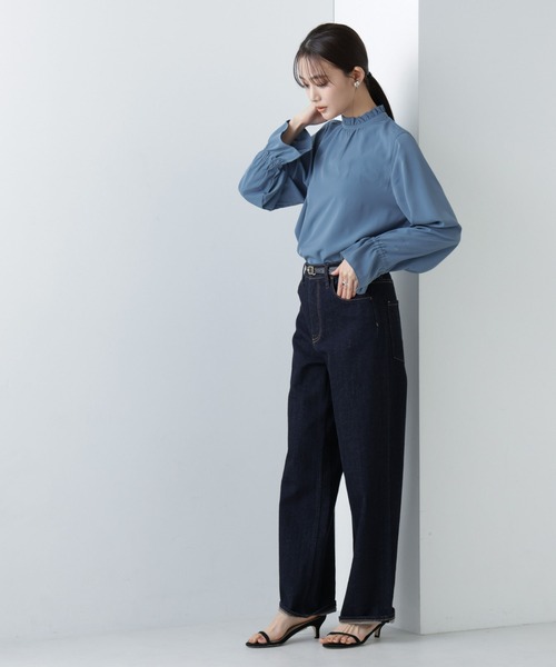 NANO universe（ナノユニバース）の「【WEB限定】フリルスタンドカラーブラウス（シャツ/ブラウス・レディース・ブルー/アイボリー/ブラック・マルチサイズ）」の14枚目の写真