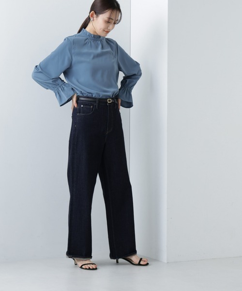 NANO universe（ナノユニバース）の「【WEB限定】フリルスタンドカラーブラウス（シャツ/ブラウス・レディース・ブルー/アイボリー/ブラック・マルチサイズ）」の13枚目の写真