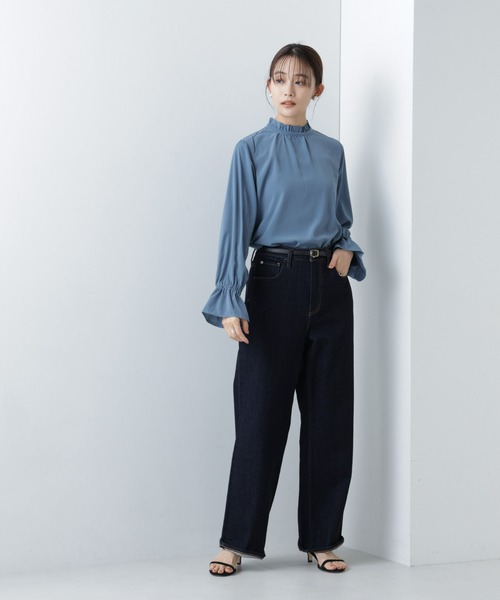 NANO universe（ナノユニバース）の「【WEB限定】フリルスタンドカラーブラウス（シャツ/ブラウス・レディース・ブルー/アイボリー/ブラック・マルチサイズ）」の12枚目の写真