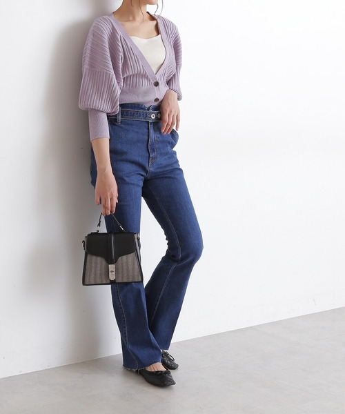 FREE'S MART（フリーズマート）の「タック編みウエストリブカーディガン（カーディガン/ボレロ・レディース・パープル/カーキ/ブラック・FREE）」の8枚目の写真