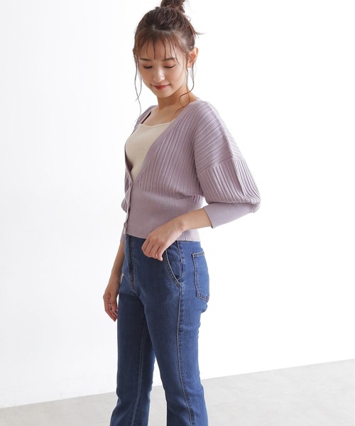 FREE'S MART（フリーズマート）の「タック編みウエストリブカーディガン（カーディガン/ボレロ・レディース・パープル/カーキ/ブラック・FREE）」の9枚目の写真