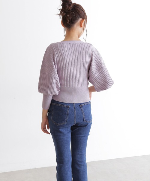 FREE'S MART（フリーズマート）の「タック編みウエストリブカーディガン（カーディガン/ボレロ・レディース・パープル/カーキ/ブラック・FREE）」の10枚目の写真