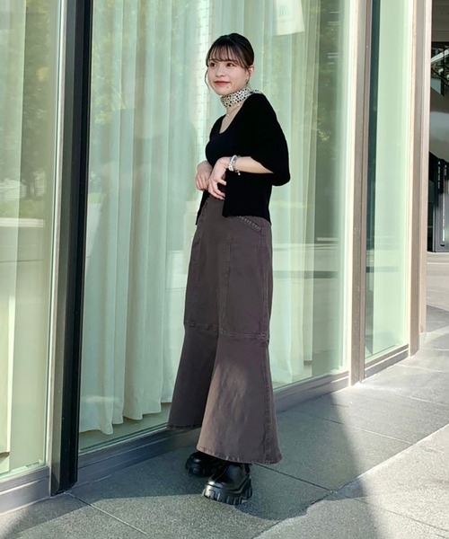 FREE'S MART（フリーズマート）の「タック編みウエストリブカーディガン（カーディガン/ボレロ・レディース・パープル/カーキ/ブラック・FREE）」の13枚目の写真