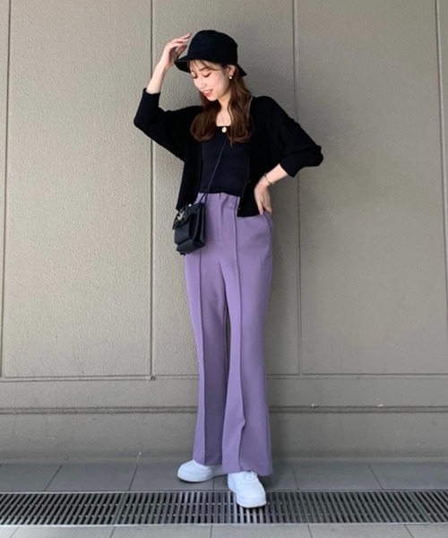 FREE'S MART（フリーズマート）の「タック編みウエストリブカーディガン（カーディガン/ボレロ・レディース・パープル/カーキ/ブラック・FREE）」の14枚目の写真