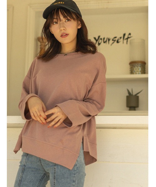 fifth calin(フィフスカラン)の「イレギュラーヘムカットソー(Tシャツ/カットソー・レディース・ピンク/ホワイト・MEDIUM)」の2枚目の写真