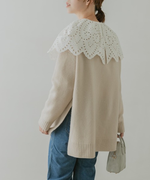 F by ROSSO（エフバイロッソ）の「F by ROSSO　ハミルトンラムズウールサイドスリットニット（ニット/セーター・レディース・アイボリー/モカ/イエロー系その他/オリーブ・FREE）」の2枚目の写真