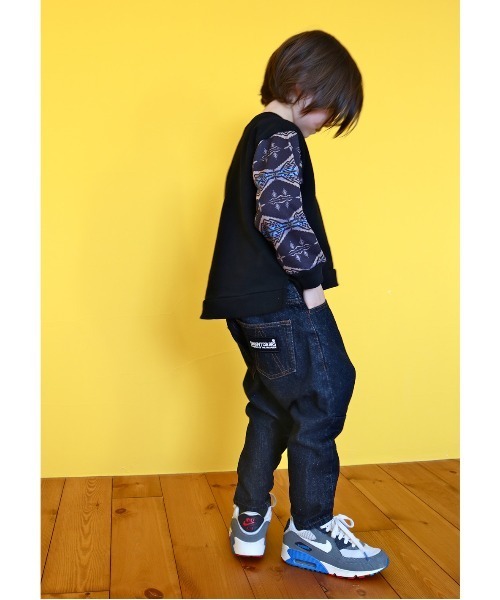 GROOVY COLORS(グルービーカラーズ)の「ムライトデニム ツイスト ロングパンツ(デニムパンツ・キッズ・ネイビー/ブルー・100/110/120/90)」の6枚目の写真