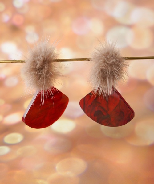 petitcro（プティクロ）の「＊petitcro*　ファーxプレート　ピアス　PCKP192005（ピアス（両耳用）・レディース・その他1/その他2・ONE SIZE）」の2枚目の写真