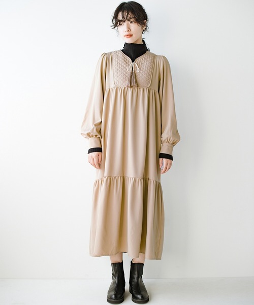 haco!(ハコ)の「重ね着して長ーーい季節着られる&大人もルンとできちゃう!キルティングがかわいいワンピース by que made me(ワンピース・レディース・ブラック/ベージュ・SMALL/MEDIUM/LARGE/X-LARGE)」の11枚目の写真