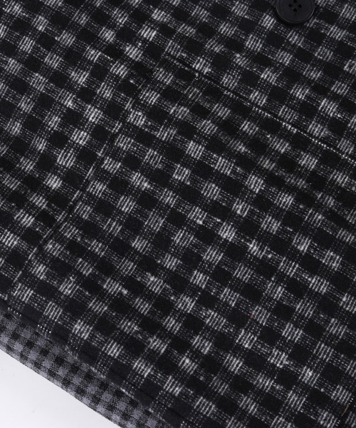 MAISON DE THERESE（メゾン ド テレーズ）の「ゆったりラインジャケット/間綿のチェックコート（テーラードジャケット・レディース・グレー/ブラック/ブラウン・MEDIUM/LARGE/SMALL）」の4枚目の写真