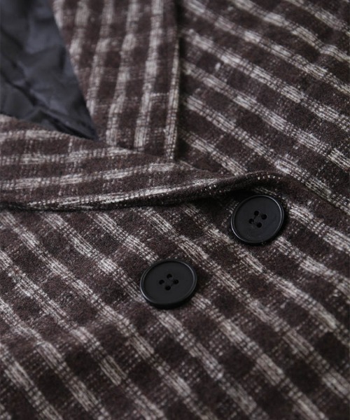 MAISON DE THERESE（メゾン ド テレーズ）の「ゆったりラインジャケット/間綿のチェックコート（テーラードジャケット・レディース・グレー/ブラック/ブラウン・MEDIUM/LARGE/SMALL）」の6枚目の写真