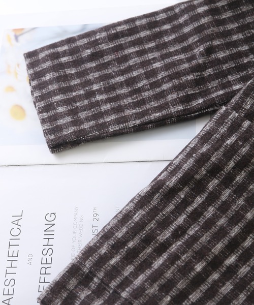 MAISON DE THERESE（メゾン ド テレーズ）の「ゆったりラインジャケット/間綿のチェックコート（テーラードジャケット・レディース・グレー/ブラック/ブラウン・MEDIUM/LARGE/SMALL）」の9枚目の写真