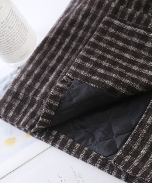 MAISON DE THERESE（メゾン ド テレーズ）の「ゆったりラインジャケット/間綿のチェックコート（テーラードジャケット・レディース・グレー/ブラック/ブラウン・MEDIUM/LARGE/SMALL）」の10枚目の写真