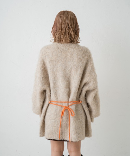 Kastane(カスタネ)の「コード紐付きMix起毛ガウン(カーディガン/ボレロ・レディース・グリーン/パープル/アイボリー・FREE)」の4枚目の写真