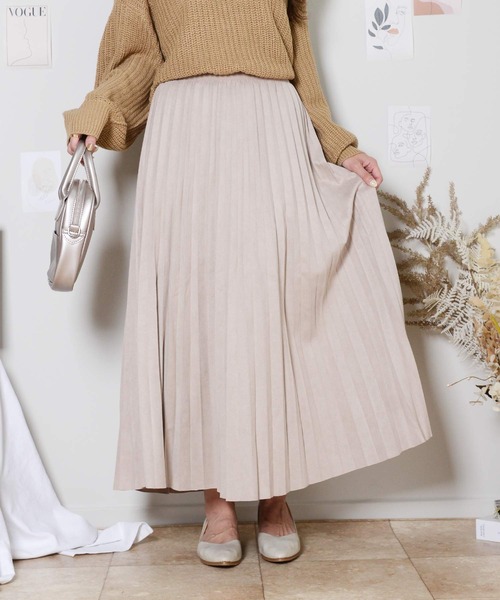 shopnikoniko(ショップニコニコ)の「プリーツスカート(スカート・レディース・ベージュ/ブラック/クリーム/ダークグレー・フリー)」の1枚目の写真