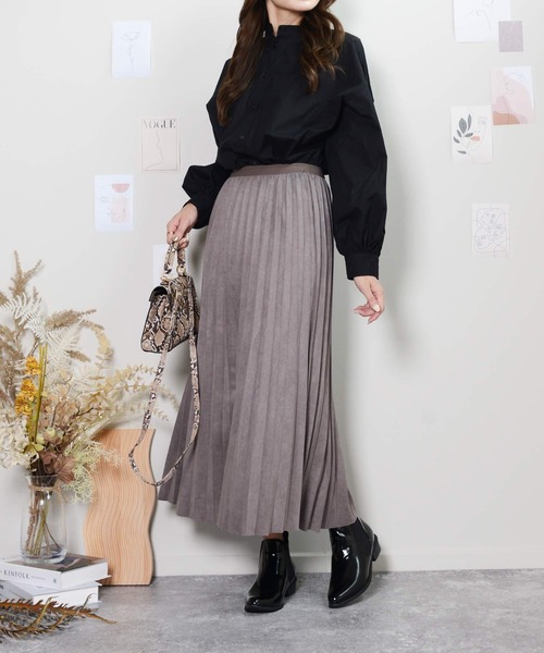 shopnikoniko(ショップニコニコ)の「プリーツスカート(スカート・レディース・ベージュ/ブラック/クリーム/ダークグレー・フリー)」の5枚目の写真