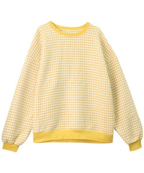KOR（ケーオーアール）の「千鳥格子　ビッグシルエットプルオーバー（スウェット・レディース・ブラック/イエロー・FREE）」の4枚目の写真