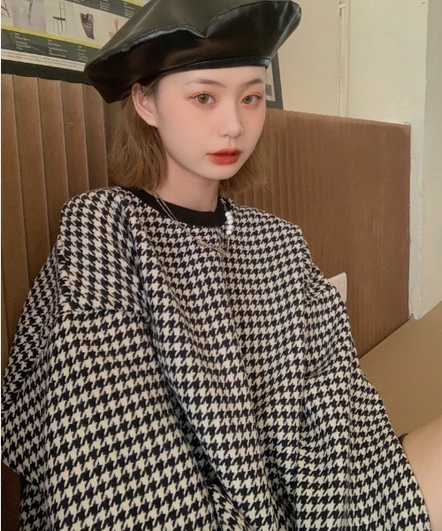 KOR（ケーオーアール）の「千鳥格子　ビッグシルエットプルオーバー（スウェット・レディース・ブラック/イエロー・FREE）」の21枚目の写真