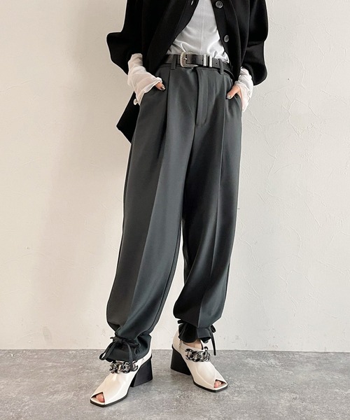 PAGEBOY（ページボーイ）の「リッチツイルセットアップパンツ（その他パンツ・レディース・ブラック/チャコールグレー/グリーン系その他/アイボリー・FREE）」の4枚目の写真