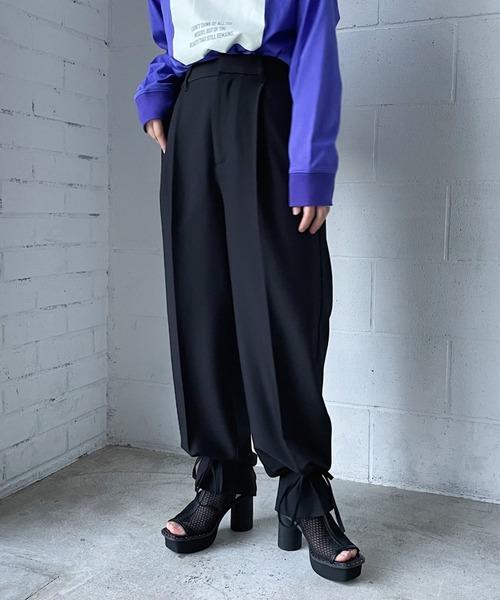 PAGEBOY（ページボーイ）の「リッチツイルセットアップパンツ（その他パンツ・レディース・ブラック/チャコールグレー/グリーン系その他/アイボリー・FREE）」の3枚目の写真