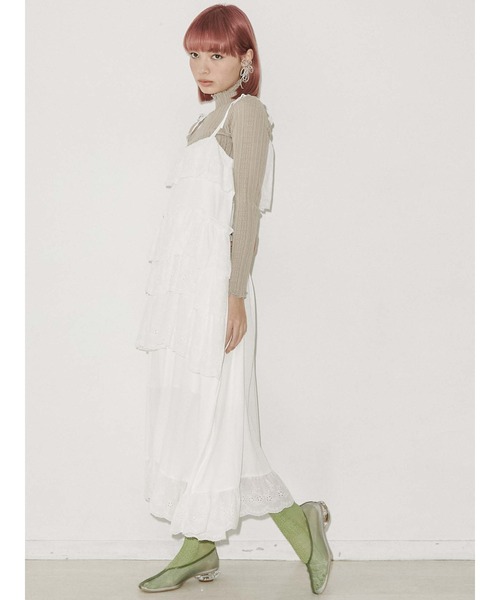 merry jenny（メリージェニー）の「イレギュラーレースキャミワンピース（ワンピース・レディース・ベージュ/オフホワイト/ブラック・FREE）」の6枚目の写真