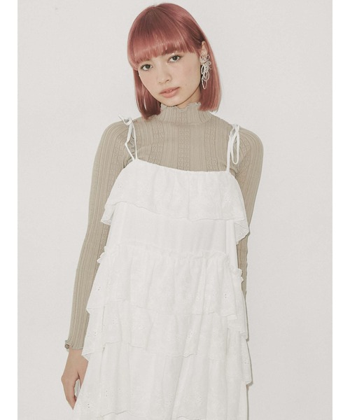 merry jenny（メリージェニー）の「イレギュラーレースキャミワンピース（ワンピース・レディース・ベージュ/オフホワイト/ブラック・FREE）」の9枚目の写真