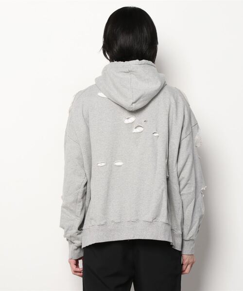 XU（エックスユー）の「【XU/エックスユー】damage hoodie/ダメージ フーディ ビッグサイズ オーバーサイズフーディ（パーカー・メンズ・ブラック/グレー・ONE SIZE）」の8枚目の写真
