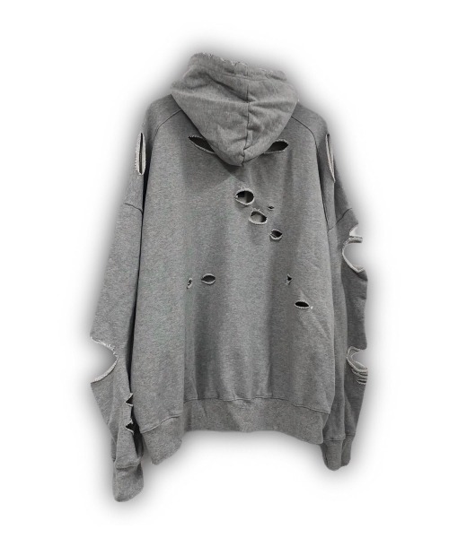 XU（エックスユー）の「【XU/エックスユー】damage hoodie/ダメージ フーディ ビッグサイズ オーバーサイズフーディ（パーカー・メンズ・ブラック/グレー・ONE SIZE）」の3枚目の写真