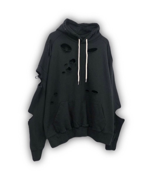 XU（エックスユー）の「【XU/エックスユー】damage hoodie/ダメージ フーディ ビッグサイズ オーバーサイズフーディ（パーカー・メンズ・ブラック/グレー・ONE SIZE）」の18枚目の写真