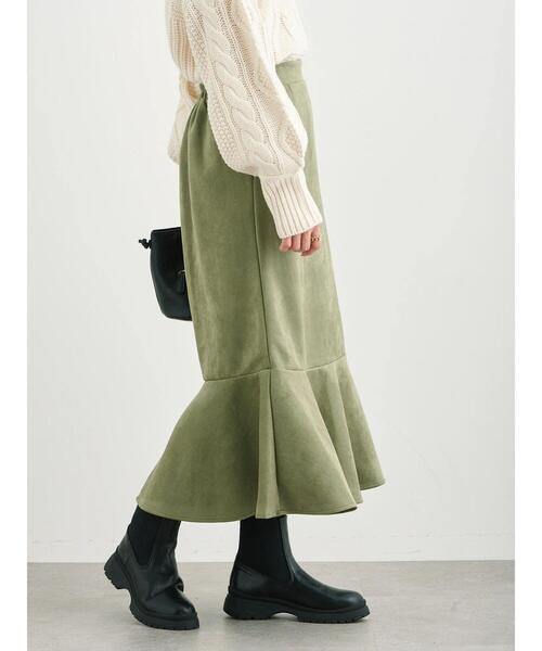 Petit fleur（プチフルール）の「・Petit Fleur ポンチスエードラッフルスカート＊（スカート・レディース・チャコールグレー/カーキ/アイボリー/グレイッシュベージュ・FREE）」の21枚目の写真