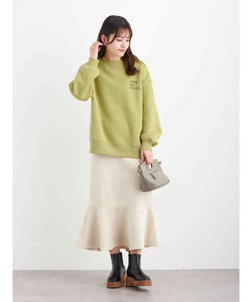 Petit fleur（プチフルール）の「・Petit Fleur ポンチスエードラッフルスカート＊（スカート・レディース・チャコールグレー/カーキ/アイボリー/グレイッシュベージュ・FREE）」の18枚目の写真