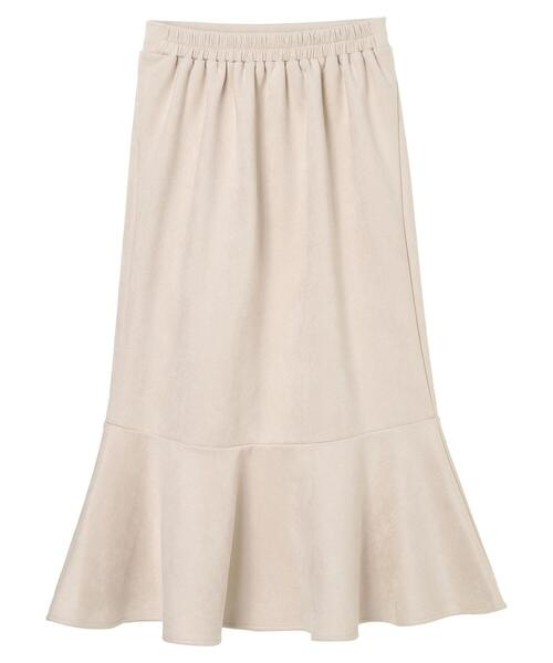 Petit fleur（プチフルール）の「・Petit Fleur ポンチスエードラッフルスカート＊（スカート・レディース・チャコールグレー/カーキ/アイボリー/グレイッシュベージュ・FREE）」の14枚目の写真