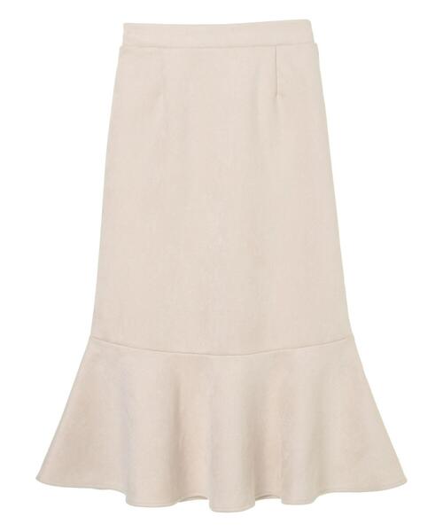 Petit fleur（プチフルール）の「・Petit Fleur ポンチスエードラッフルスカート＊（スカート・レディース・チャコールグレー/カーキ/アイボリー/グレイッシュベージュ・FREE）」の8枚目の写真