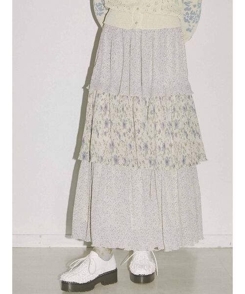 merry jenny（メリージェニー）の「floralギャザーティアードスカート（スカート・レディース・アイボリー/ブラック・FREE）」の11枚目の写真