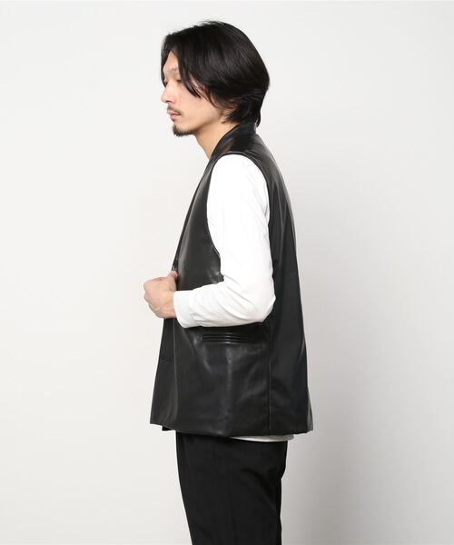 SITRY（シトリー）の「synthetic leather tailored vest/フェイクレザー テーラード ベスト（ベスト・メンズ・ブラック/ブラウン・M/L）」の13枚目の写真