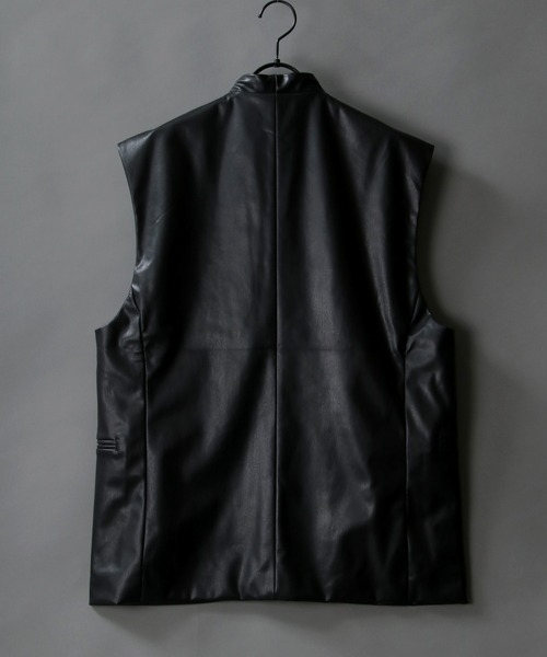 SITRY（シトリー）の「synthetic leather tailored vest/フェイクレザー テーラード ベスト（ベスト・メンズ・ブラック/ブラウン・M/L）」の10枚目の写真